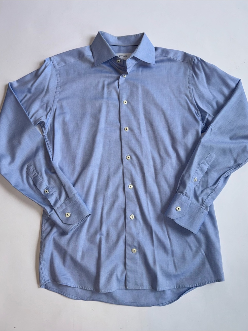 Eton Men’s 40 15.75 Slim Fit Blue Dress Shirt Tailored Darted